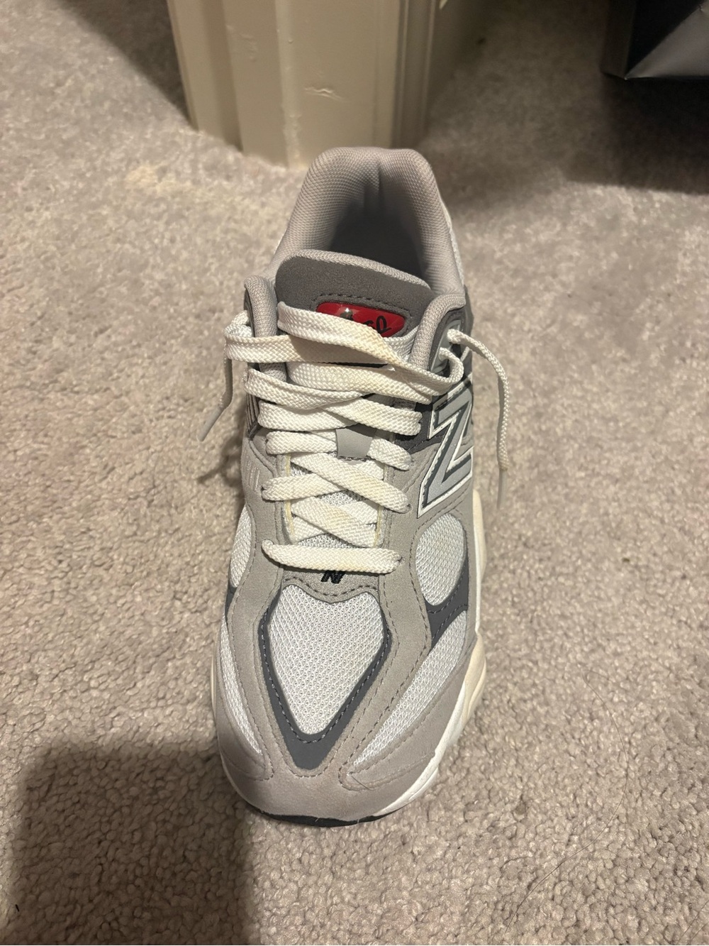 New Balance Gray, White & Cream Retro Runner Sneakers - Picture 4 of 7